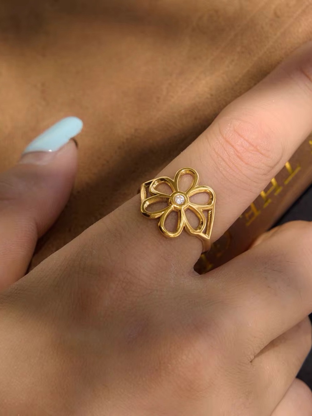 18K Gold Plated Adjustable Flower Ring